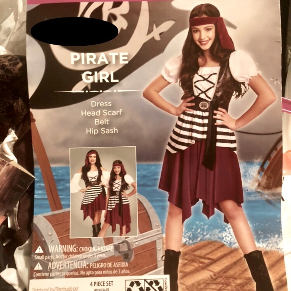 Halloween Costume Pirate Girl,  Size Small